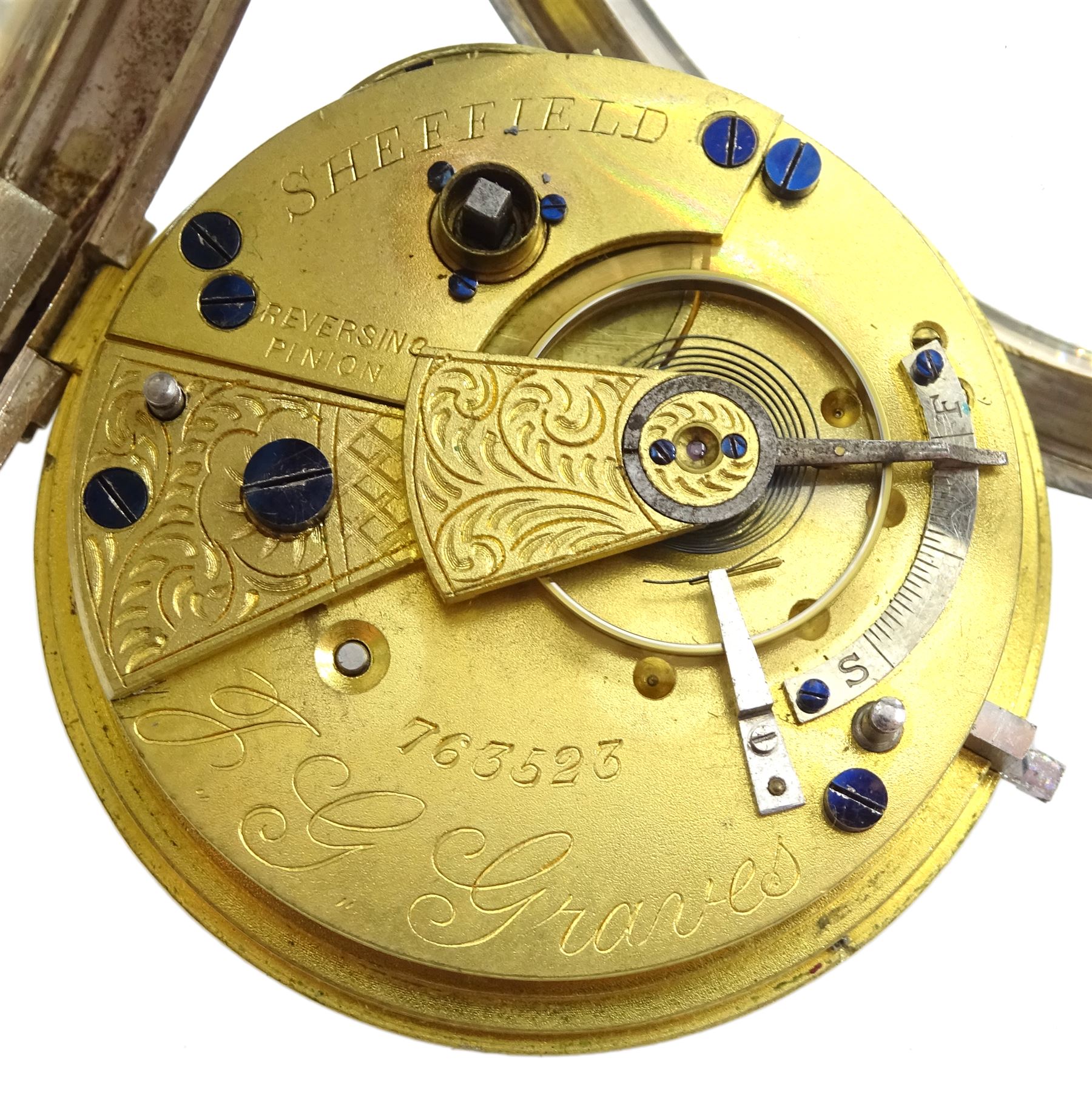 Edwardian silver open face 'The Express English Lever' pocket watch by J. G. Graves - Image 3 of 4