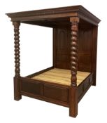 17th century style walnut 5' four poster bed