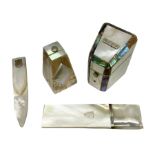 19th century mother of pearl and abalone needle packet box of wedge form