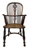 19th century yew wood and elm Windsor armchair