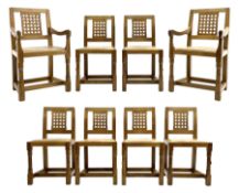 'Rabbitman' set of eight oak dining chairs