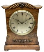 A William IV c1820 twin fusee bracket clock in a rosewood case with a crested top and applied carvin