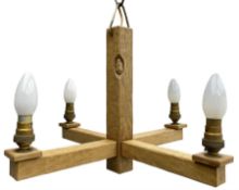 'Rabbitman' oak four branch light fitting