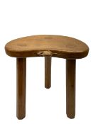 'Mouseman' oak three-legged stool