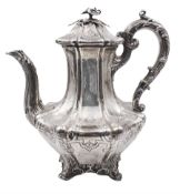 Victorian silver melon shaped coffee pot