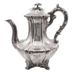 Victorian silver melon shaped coffee pot