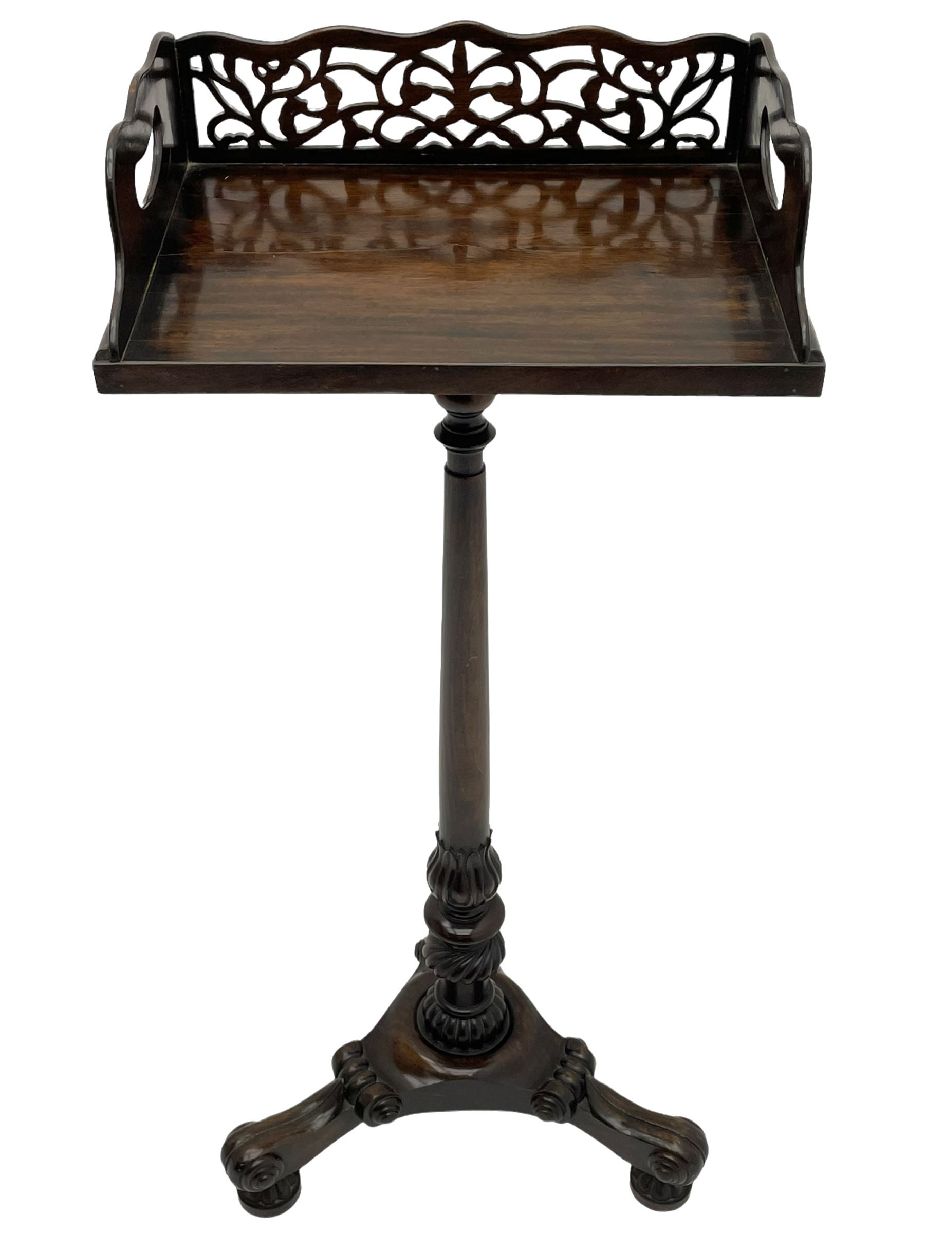Regency style hardwood book tray on stand