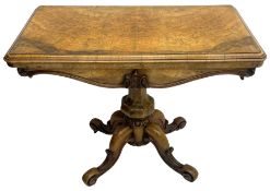 Victorian figured walnut card table