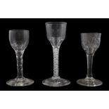 Three 18th century drinking glasses