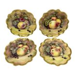 Set of four 20th century Coalport cabinet plates decorated by Richard Budd