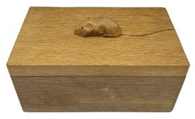 'Mouseman' tooled oak trinket box