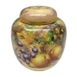 Mid/late 20th century Royal Worcester ginger jar and cover decorated by R Lewis