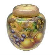 Mid/late 20th century Royal Worcester ginger jar and cover decorated by R Lewis