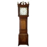 A mid-19th century 8-day oak and mahogany longcase clock retailed by John Stokes of Knutsford c 1840
