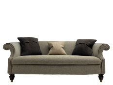 Tetrad - 'Bowmore' traditional shaped two seat sofa upholstered in 'Harris Tweed' wool fabric with l