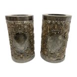 Pair of unusual Victorian silver mounted 'Formosa Tree' vases