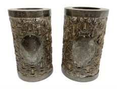 Pair of unusual Victorian silver mounted 'Formosa Tree' vases