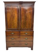 George III inlaid mahogany linen press