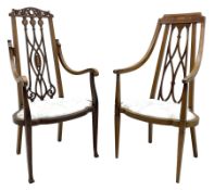 Two Edwardian inlaid mahogany bedroom chairs