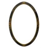 Early 20th century Chinoiserie lacquered oval wall mirror