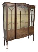 Edwardian inlaid mahogany display cabinet on stand