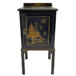 Early 20th century Chinoiserie lacquered lamp cabinet