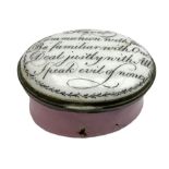 Late 18th century Staffordshire enamel patch box