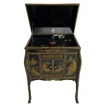 Early 20th century Chinoiserie lacquered gramophone cabinet