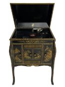 Early 20th century Chinoiserie lacquered gramophone cabinet