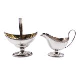 George III silver sugar basket and cream jug