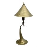 Arts & Crafts Jesson, Birkett & Co brass table lamp or wall light, designed by Thomas Birkett