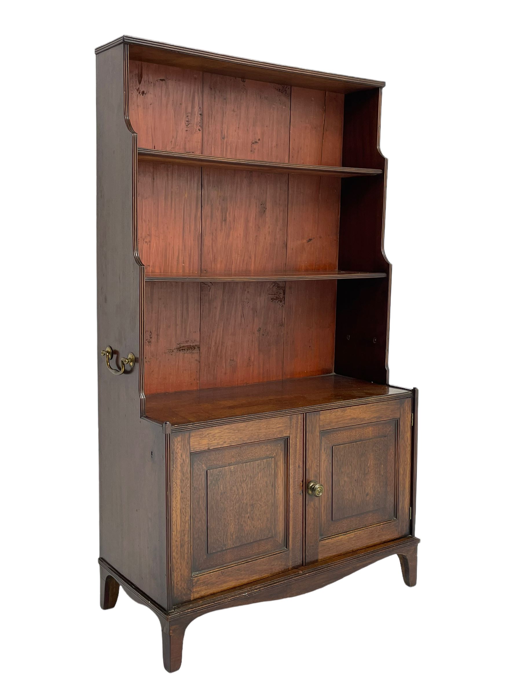 George III mahogany waterfall bookcase on cupboard - Image 2 of 6
