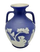 19th century Wedgwood dark blue dipped Jasperware Portland vase
