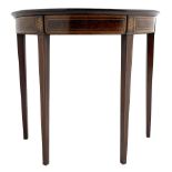 19th century inlaid mahogany demi-lune console table