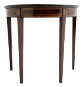 19th century inlaid mahogany demi-lune console table