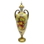 Mid/late 20th century Royal Worcester vase and cover decorated by Alan Telford