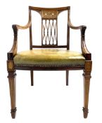 Edwardian Sheraton revival rosewood elbow chair