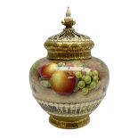 Mid 20th century Royal Worcester potpourri vase and cover decorated by M Johnson