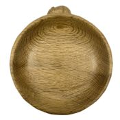 'Mouseman' tooled oak nut bowl