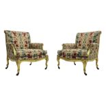 William Bertram & Son of London - pair late 19th century giltwood armchairs