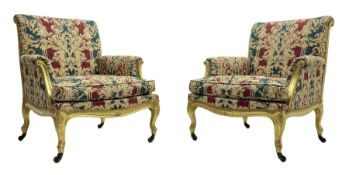 William Bertram & Son of London - pair late 19th century giltwood armchairs