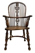 19th century yew wood and elm Windsor armchair