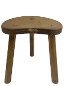 'Mouseman' oak three-legged stool