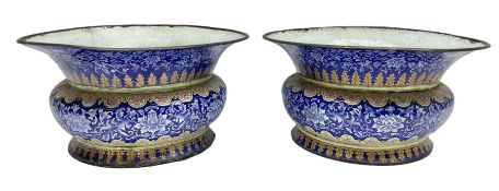 Pair of 19th century painted enamel jardinieres