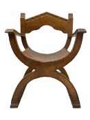 'Gnomeman' oak curved x-framed throne chair