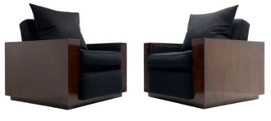 Ralph Lauren - pair 'Metropolis' Art Deco design club armchairs