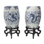 Pair of Chinese blue and white garden seats