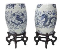 Pair of Chinese blue and white garden seats