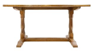 'Eagleman' oak dining table with adzed rectangular top