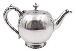 Small Victorian silver bullet shaped teapot